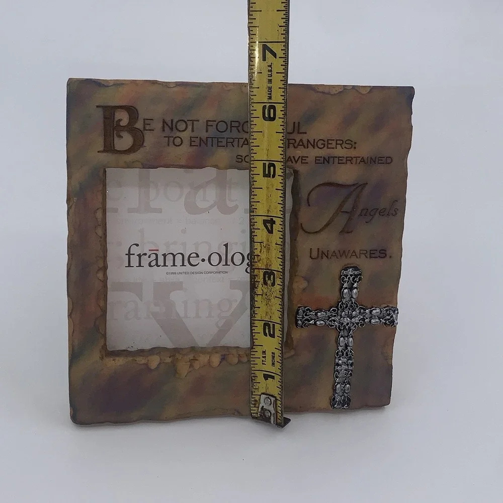 Vintage Faux Stone Frameology Picture Frame Scripture Cross For 3x3